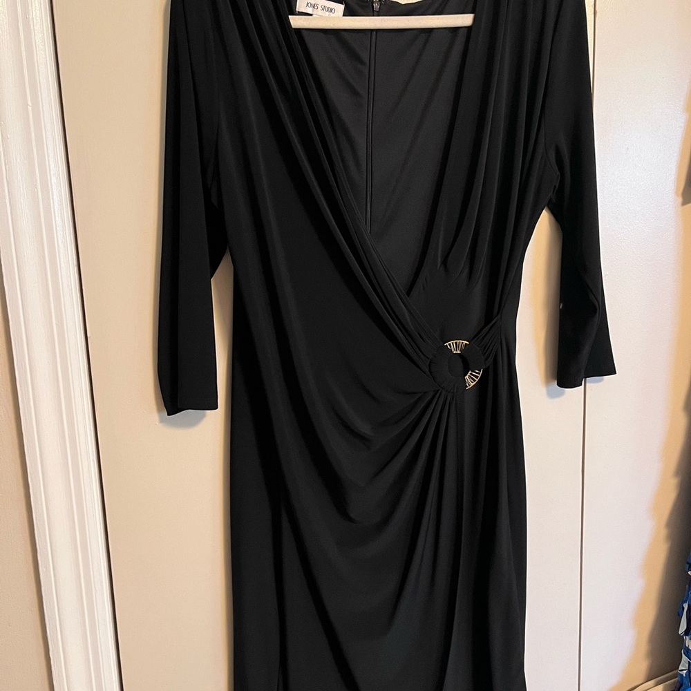 American Living Black Long Sleeve Dress with Embellished Detail